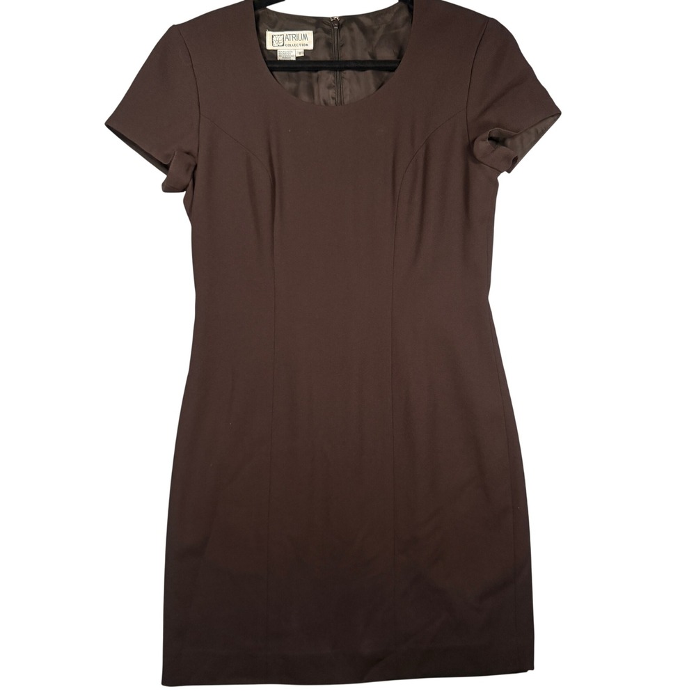 Atrium Collection Sheath Dress 8 Women Brown Shoulder Pads Professional